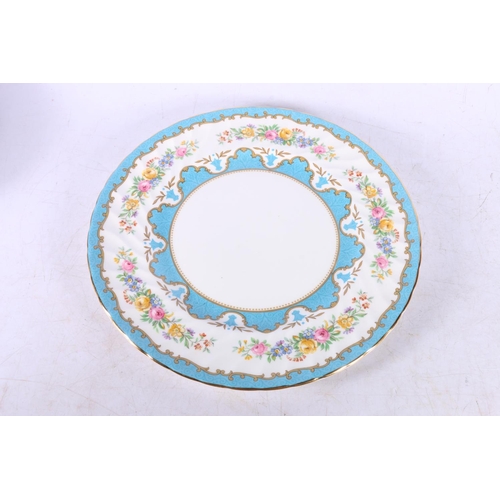 57 - Minton Marlow pattern S309 two-tier floral cake stand, a Staffordshire sandwich plate, a knife, a Ge... 