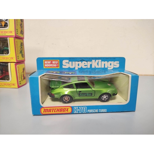 80 - Matchbox vehicles. Fourteen boxed vehicles to include two Superkings Porsche Turbos K70, Matchbox Mo... 