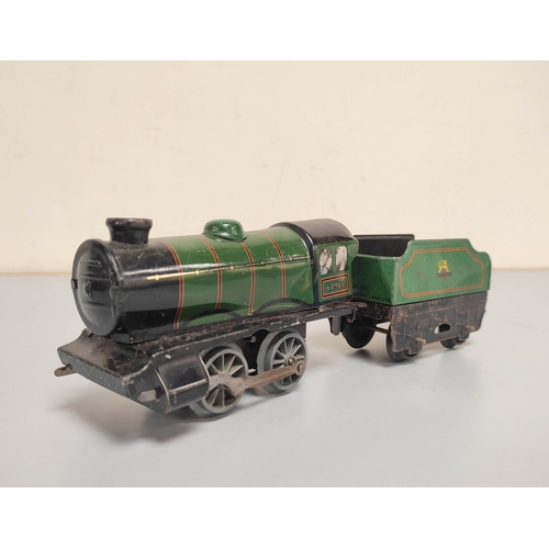 129 - Group of 0 gauge tin plate locomotives and rolling stock to include a Hornby Meccano type 30 loco no... 