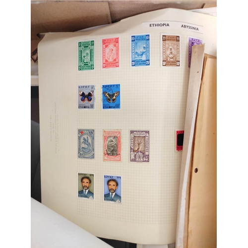 247 - Box containing a large quantity of mixed world postage stamps and album sheets to include issues fro... 