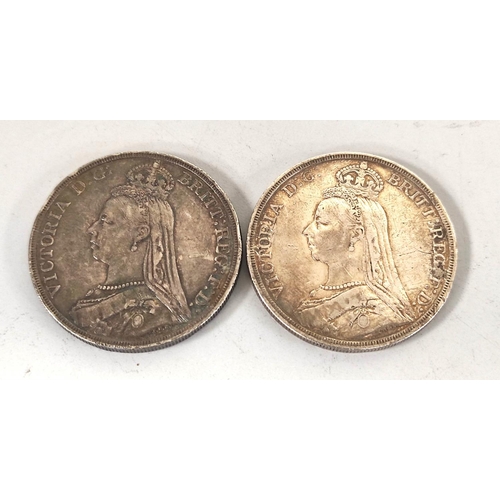 170 - United Kingdom. Two Victoria 1887 Jubilee Head silver crowns. (2)