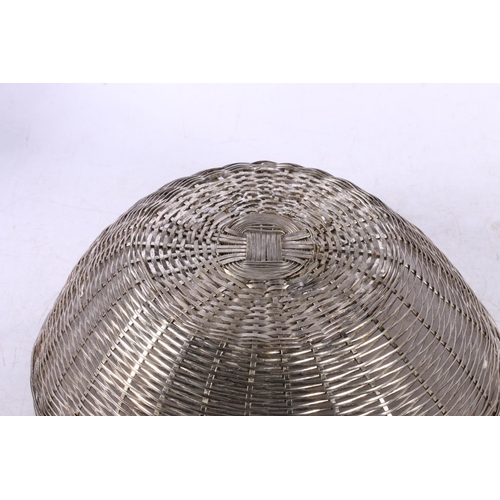 122A - French Art Deco style silver-plated brass woven basket, 30cm x 18cm, a mid-century Christofle style ... 