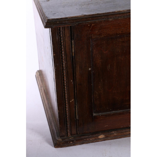 149 - Early 20th century stained pine table box, with two doors to front, 23cm x 60cm x 30cm.