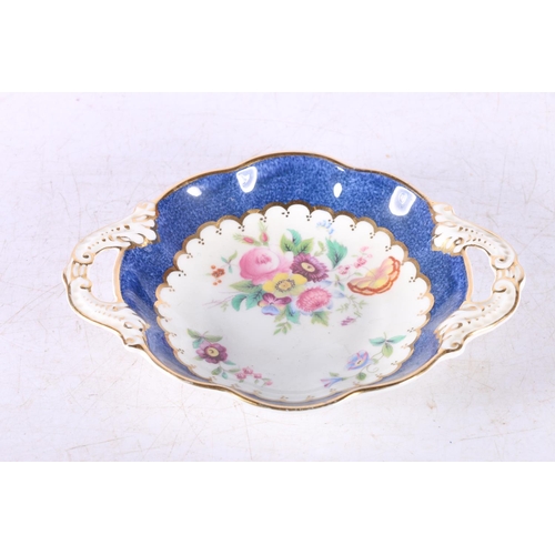 57 - Minton Marlow pattern S309 two-tier floral cake stand, a Staffordshire sandwich plate, a knife, a Ge... 