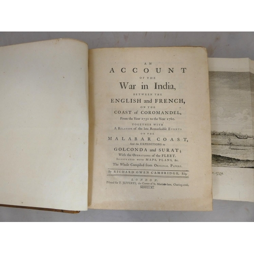 175 - CAMBRIDGE RICHARD OWEN.  An Account of the War in India Between the English & French o... 