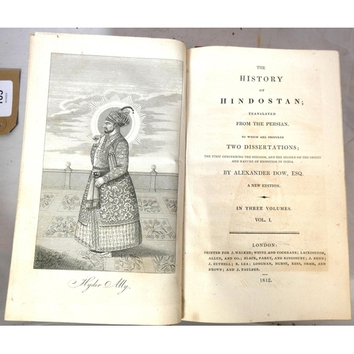 185 - DOW ALEXANDER.  The History of Hindostan Translated from the Persian to Which are Prefixed... 