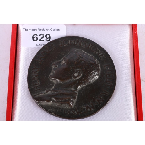 629 - National Galleries of Scotland cast metal commemorative medallion in Spink box, 7.5cm diameter, and ... 