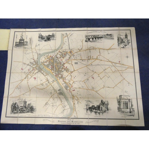 206 - HALLIDAY JAMES, Surveyor.  Fldg. eng. col. plan of Dumfries & Maxwelltown, dissected & mount... 