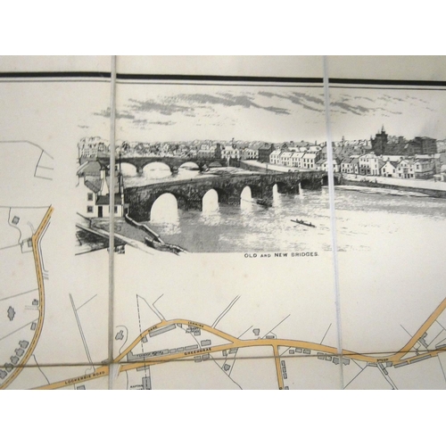 206 - HALLIDAY JAMES, Surveyor.  Fldg. eng. col. plan of Dumfries & Maxwelltown, dissected & mount... 