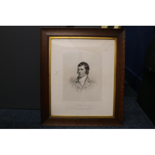 239 - After William Hall, Portrait of Robert Burns, engraving publ. Blackie & Sons, in oak frame.