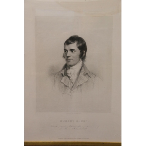 239 - After William Hall, Portrait of Robert Burns, engraving publ. Blackie & Sons, in oak frame.