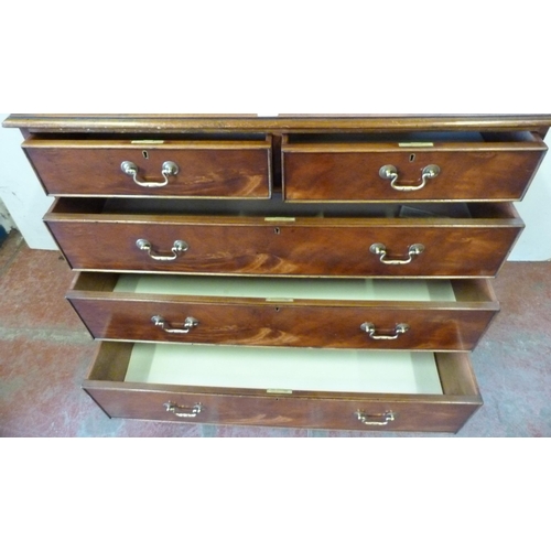 425 - Georgian mahogany chest of two short and three long drawers, on bracket feet, 104cm high, 108cm wide... 