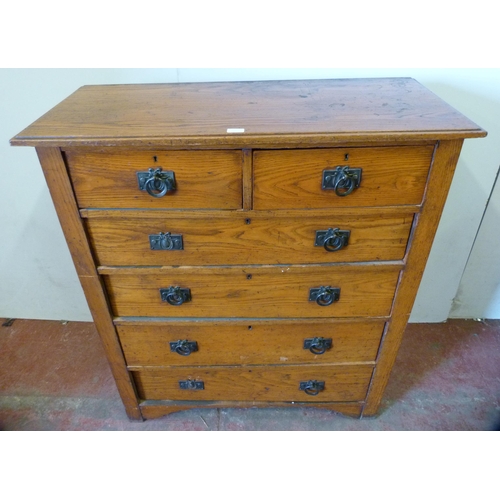 427 - Arts & Crafts oak chest of two short and four long drawers, c. early 20th century, with beaten m... 