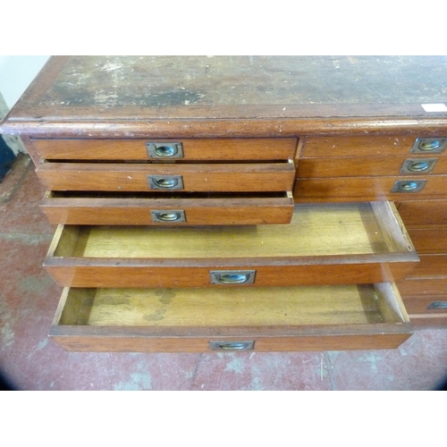 430 - Victorian mahogany campaign-style architect's map/plan chest with three sets of three short drawers ... 