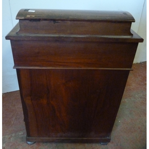 334 - Victorian inlaid walnut davenport with stationery compartment above a tooled writing flap enclosing ... 