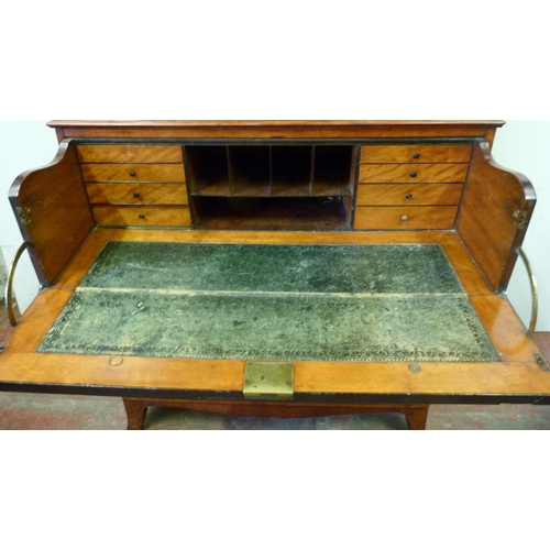 343 - George III satinwood bookcase on secretaire chest in the Sheraton style, with two astragal glazed do... 