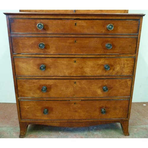 343 - George III satinwood bookcase on secretaire chest in the Sheraton style, with two astragal glazed do... 