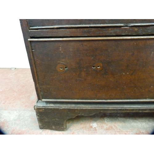 344 - 18th century oak bachelor's chest of four graduated drawers, on bracket feet, 79cm high, 81cm wide a... 