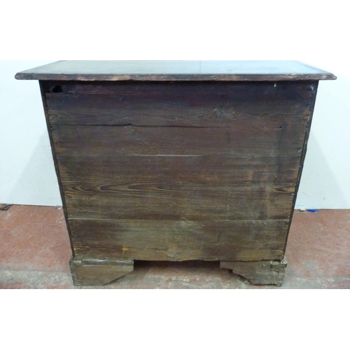 344 - 18th century oak bachelor's chest of four graduated drawers, on bracket feet, 79cm high, 81cm wide a... 