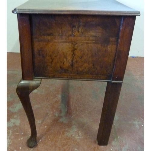 346 - George III figured walnut lowboy with two short drawers above two deep drawers, on cabriole supports... 