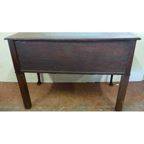 346 - George III figured walnut lowboy with two short drawers above two deep drawers, on cabriole supports... 