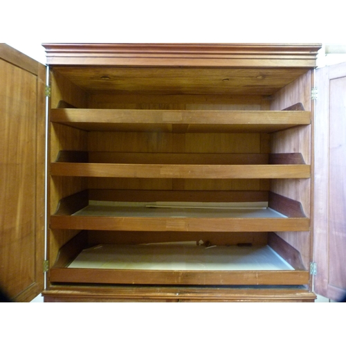 349 - 19th century mahogany linen press with two doors enclosing drawers above two matching doors enclosin... 