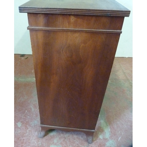 354 - Regency-style 19th century mahogany cupboard of low form, with two cupboard doors enclosing a shelve... 