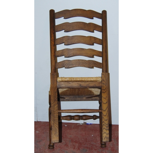 364 - Set of eight Lancashire-style country oak dining chairs, 20th century, comprising six chairs and a p... 