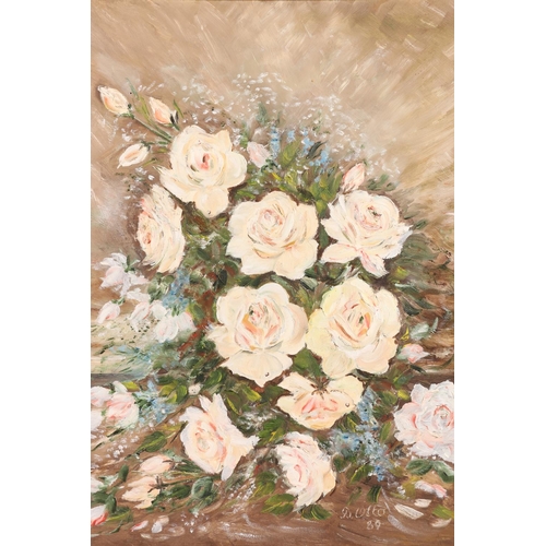 229 - DEANNIE OTTO, still life vase of flowers, oil on canvas, signed and dated '90 lower right, 50cm x 60... 