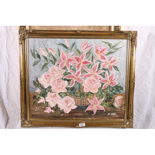 229 - DEANNIE OTTO, still life vase of flowers, oil on canvas, signed and dated '90 lower right, 50cm x 60... 