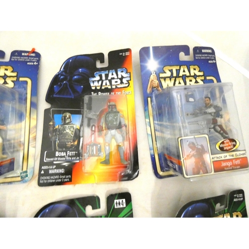 11 - Box of Hasbro and Kenner Star Wars figures to include Luke Skywalker, Princess Leia etc, on card.