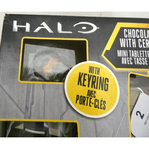 2 - Collectible Halo mug and chocolate bar set.