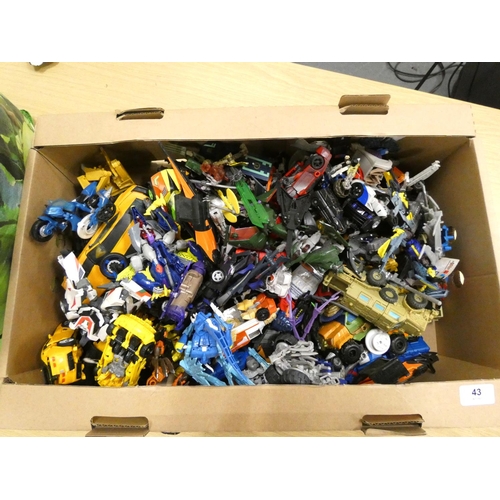 43 - Large box of Transformer figures to include Bumble Bee.