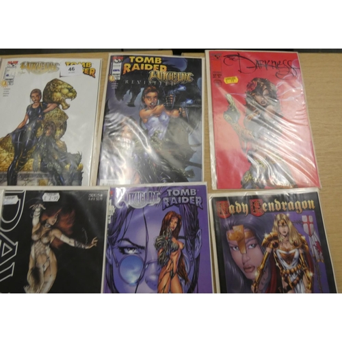 46 - Large collection of vintage comics to include Tomb Raider, Lady Pendragon, Glory etc.