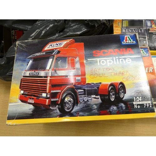 64 - Italeri lorry model kits a/f.