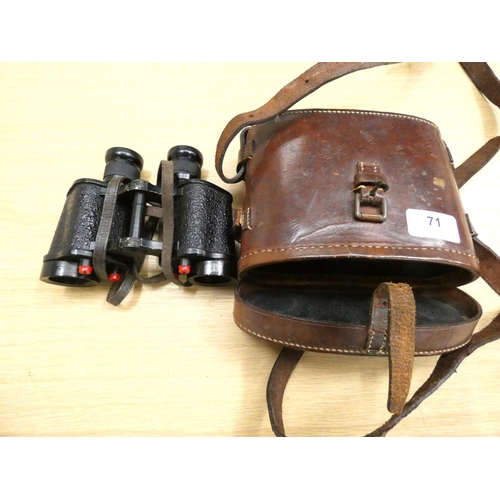 71 - Set of leather cased vintage binoculars.