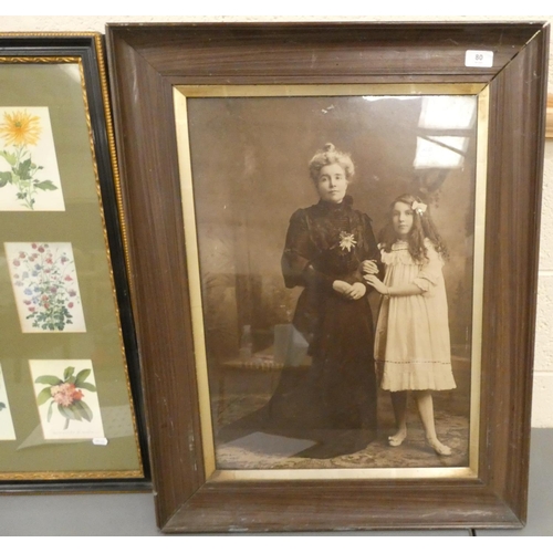 80 - Large oak framed Victorian mother and daughter picture.