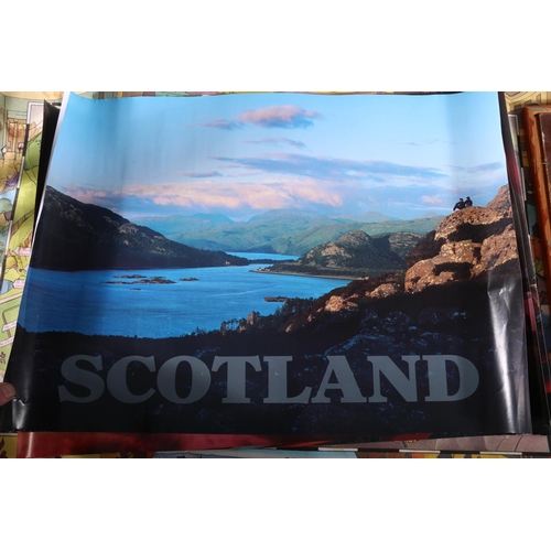 414 - Scottish travel and other posters including whisky still, Evening News Centenary Pictorial Map 1973 ... 