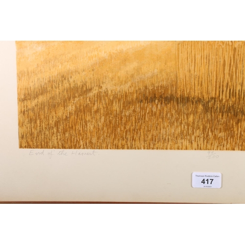 417 - MICHAEL CARLO (b1945), End Of Harvest, print, signed and date 1982 lower right, 35cm x 50cm, frame 6... 