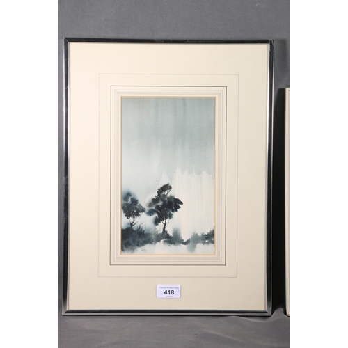 418 - DAVID OLIVER, Waterfall, watercolour, signed and date '82 lower left, 25cm x 15cm, frame 44cm x 34cm... 