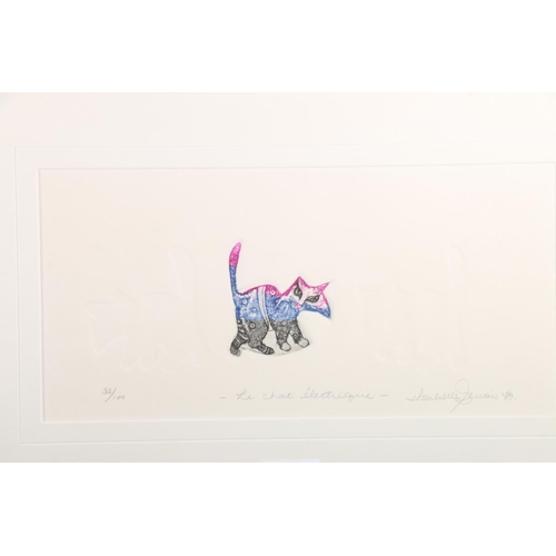 419 - ISABELLE DENAIS, Le Chat Electrique, coloured etching, pencil signed and dated '89 lower right, limi... 