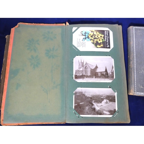 131 - Postcards & Cigarette Cards.  2 old albums, part filled with cigarette cards on ornith... 