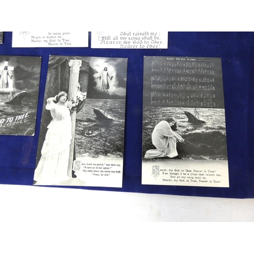 132 - TITANIC COMMEMORATIVE POSTCARDS.  Set of 6 postcards commemorating the Titanic disaster, p... 