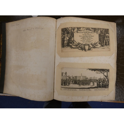 145 - ALBUM OF ANTIQUE ENGRAVINGS, ETCHINGS & PRINTS.   All loose mounted in the album (some backed wi... 