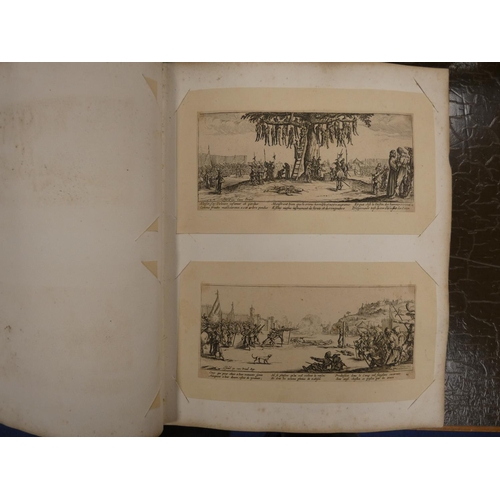 145 - ALBUM OF ANTIQUE ENGRAVINGS, ETCHINGS & PRINTS.   All loose mounted in the album (some backed wi... 