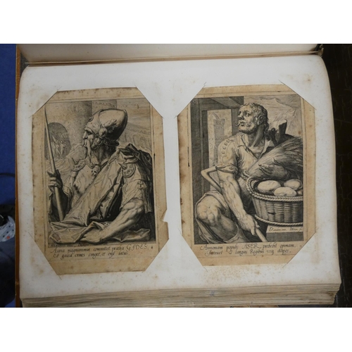 145 - ALBUM OF ANTIQUE ENGRAVINGS, ETCHINGS & PRINTS.   All loose mounted in the album (some backed wi... 