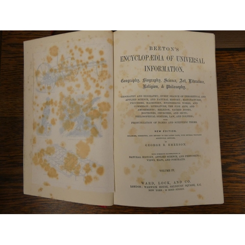 148 - EMERSON GEORGE R. (Ed).  Beeton's Encyclopedia of Universal Information. 4 vols. Many fldg... 