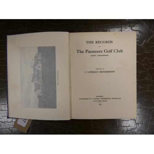 207 - HENDERSON J. LINDSAY.  The Records of the Panmure Golf Club, Barry, Forfarshire. Photograph frontis.... 