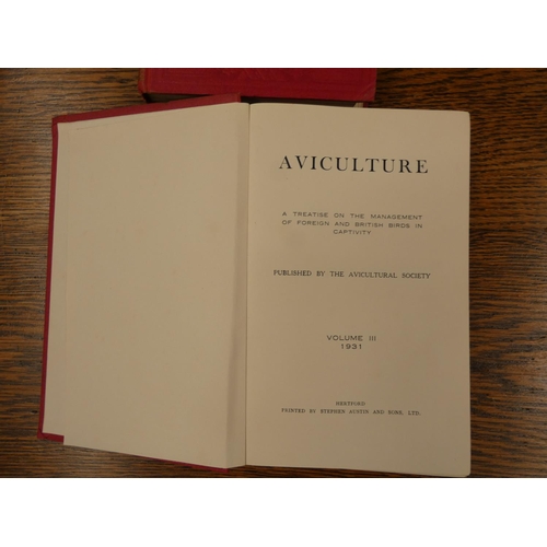 214 - AVICULTURAL SOCIETY.  Aviculture. 3 vols., vol. 1 1936, vols. 2 & 3, 1931. Col. plates... 