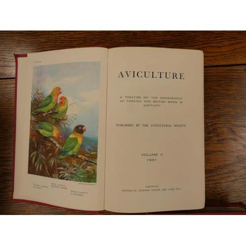 214 - AVICULTURAL SOCIETY.  Aviculture. 3 vols., vol. 1 1936, vols. 2 & 3, 1931. Col. plates... 